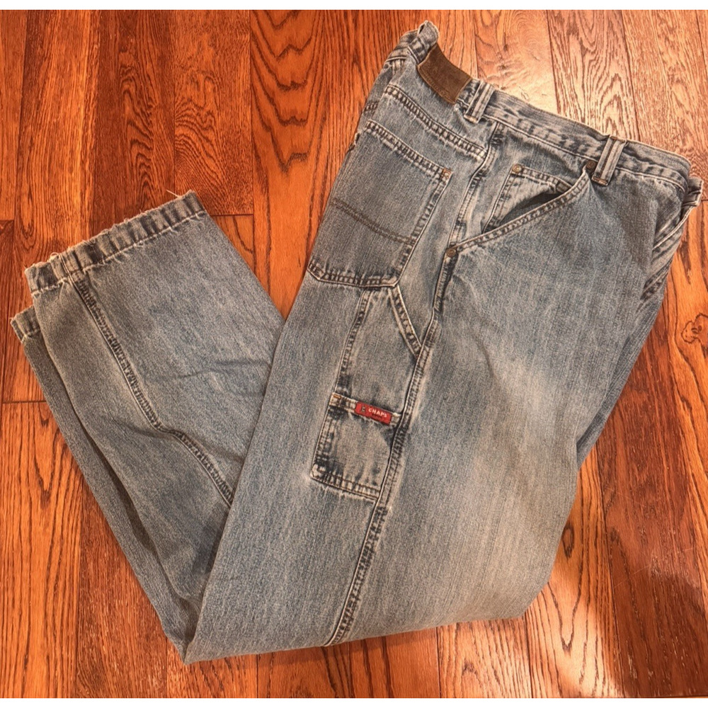 VTG Chaps Denim Men's 34x32 Carpenter Jeans Y2K 90s Utility Skater Baggy Hip Hop